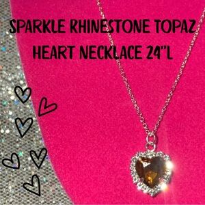 Topaz Birthstone Gemstone Heart Necklace Sterling Silver 925 November Birthday